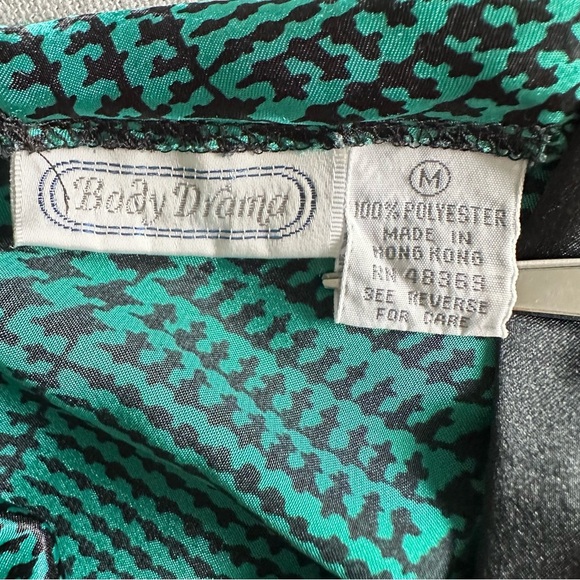 Vintage Body Drama Dress Womens M Green Black Houndstooth Slip 90s Y2k Retro - Picture 7 of 9